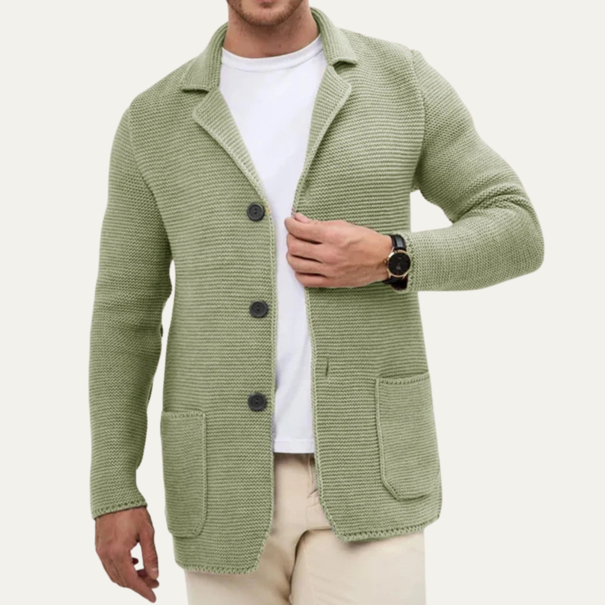 Relaxed Fit Men's Knit Cardigan Jacket