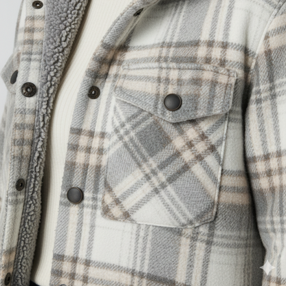 Warm Hooded Plaid Jacket for Women