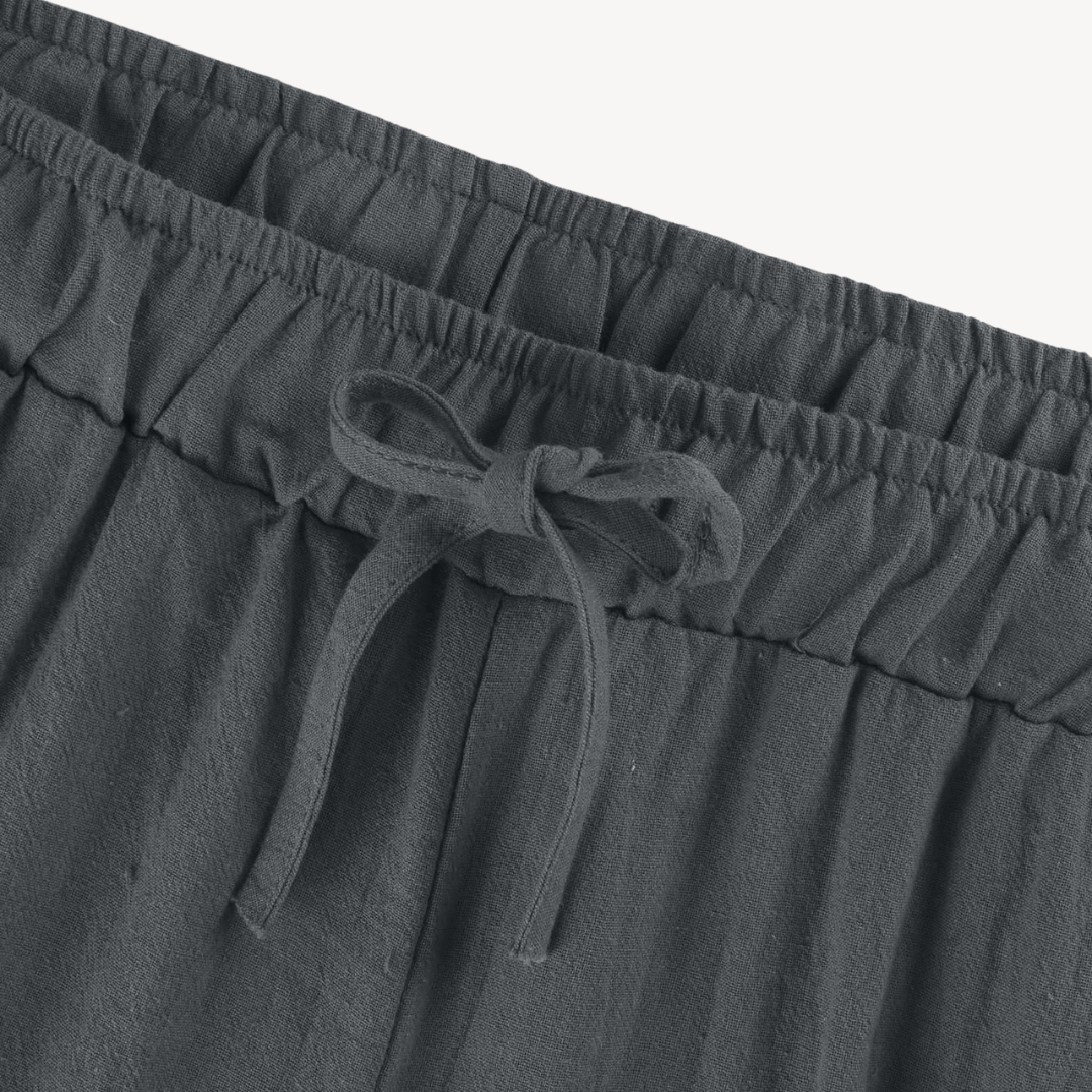 Relaxed Fit Linen Drawstring Trousers for Women