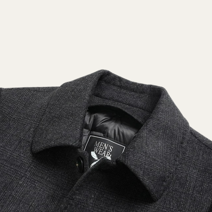Warm Plaid Wool Men's Winter Overcoat Coat