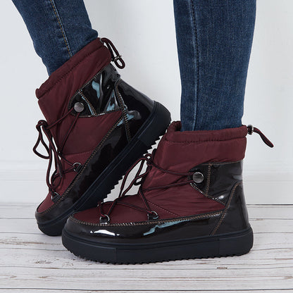 Waterproof Winter Snow Booties Pull on Fur Lining Mid Calf Boots