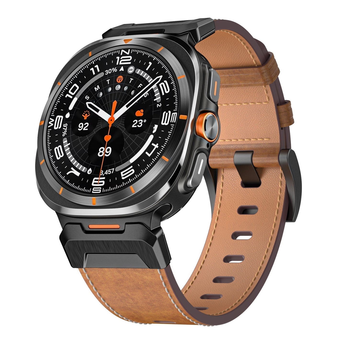 Tough Genuine Leather Mens Watch Strap 7 Inch
