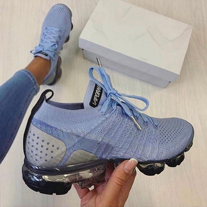 Womens Fashion Air Cushion Sneakers Lace Up Mesh Breathable Running Shoes