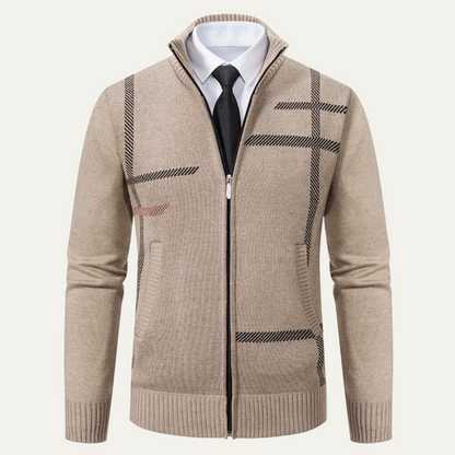 Warm Mens Full Zip Knitted Sweater