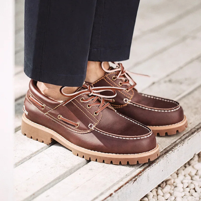 Classic Men's Slip On Leather Loafers with Rubber Sole