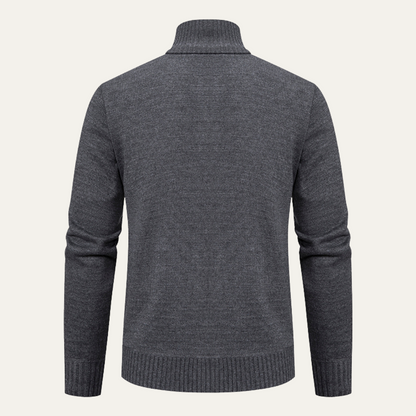 Warm Mens Full Zip Knitted Sweater