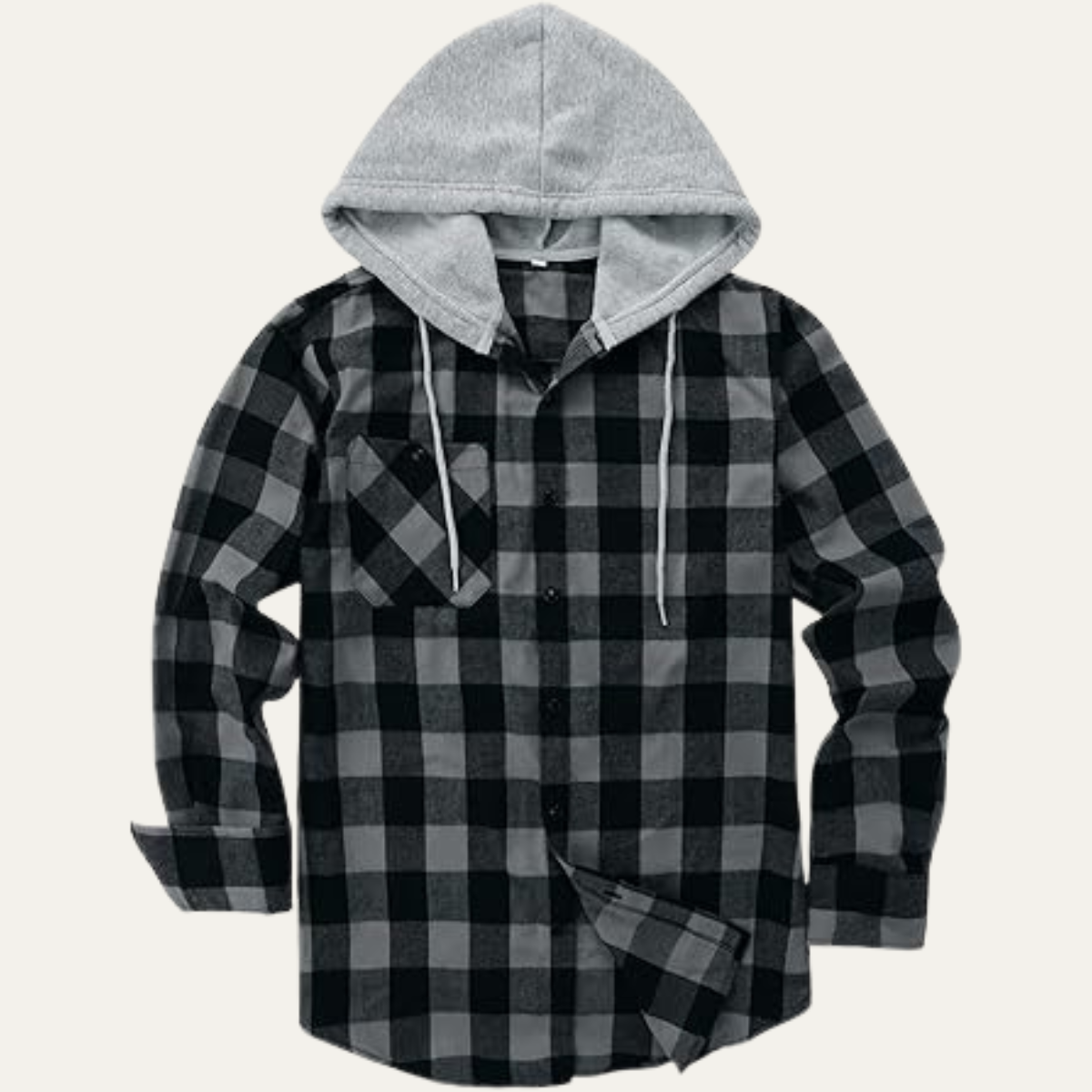 Classic Men's Plaid Flannel Hooded Jacket with Pocket