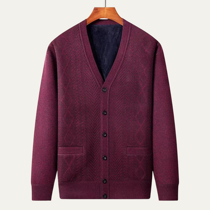 Classic Men's Crew Neck Knit Cardigan Sweater