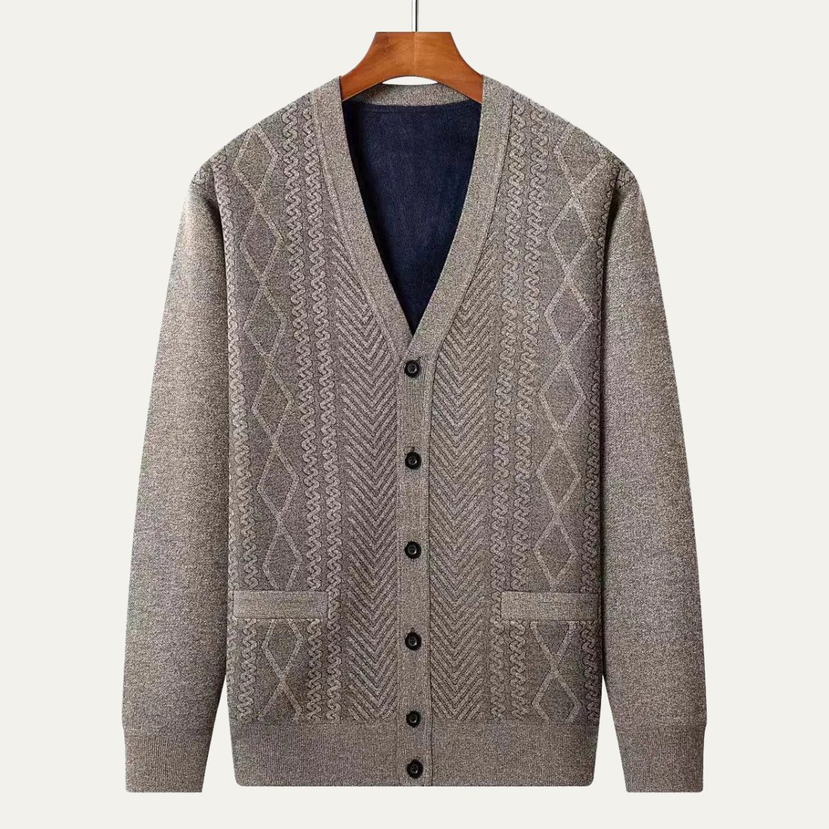 Classic Men's Crew Neck Knit Cardigan Sweater