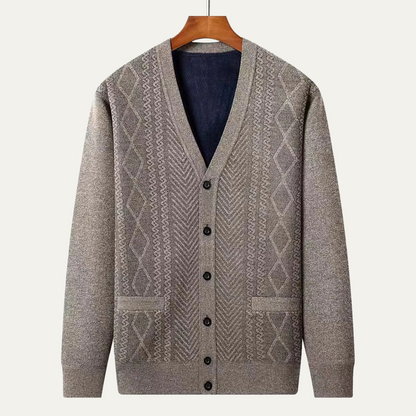 Classic Men's Crew Neck Knit Cardigan Sweater
