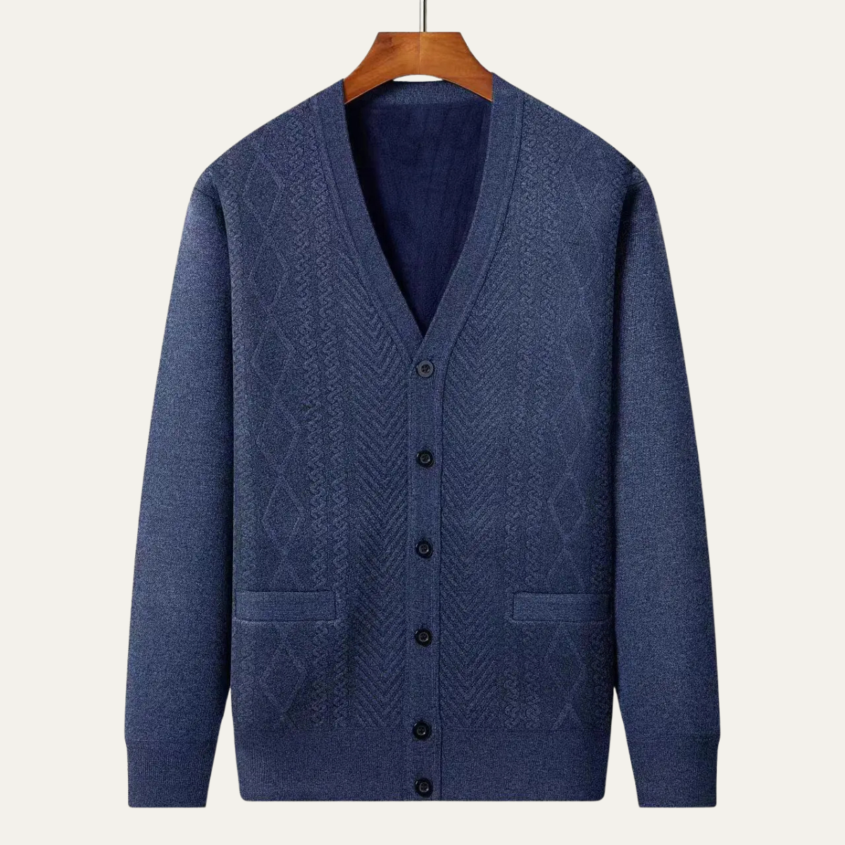 Classic Men's Crew Neck Knit Cardigan Sweater