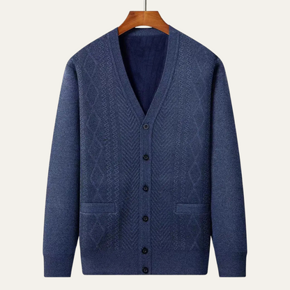 Classic Men's Crew Neck Knit Cardigan Sweater