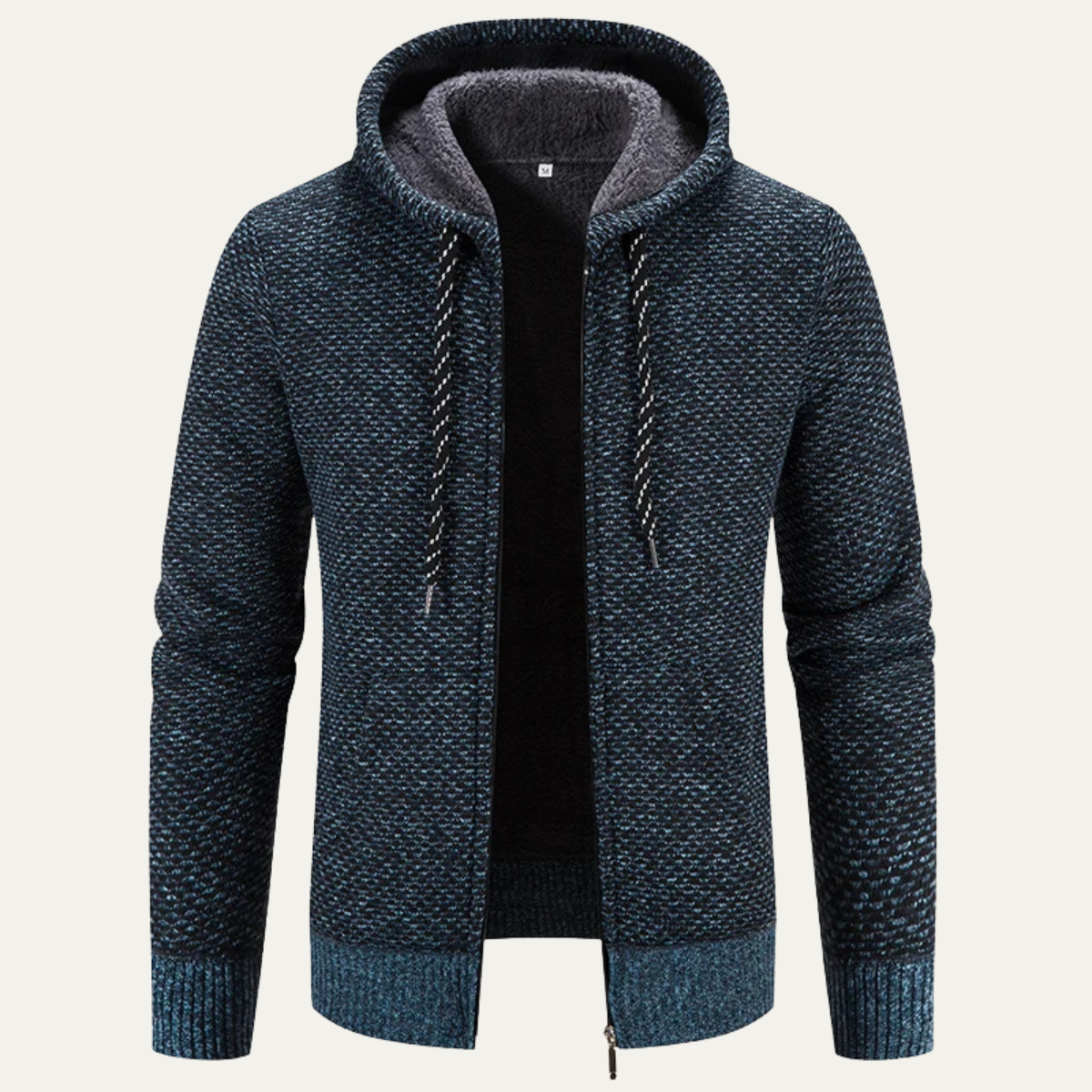 Men's Cozy Zipper Hooded Knit Winter Coat