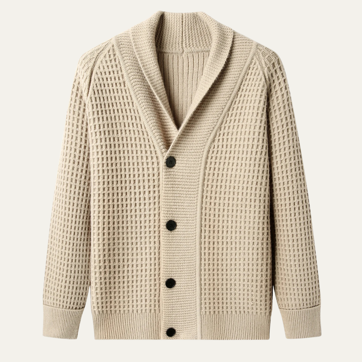 Cozy Mens Thick Knit Crew Neck Cardigan - OutfitLondon