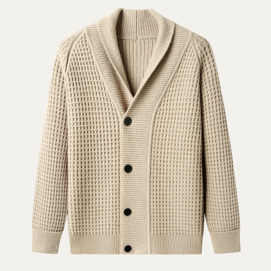 Cozy Mens Thick Knit Crew Neck Cardigan - OutfitLondon