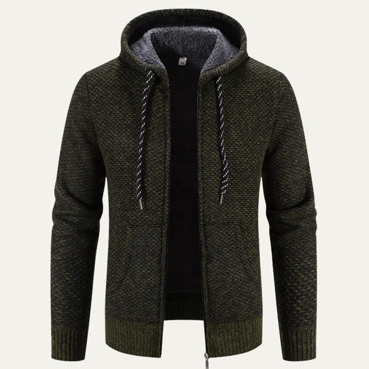Men's Cozy Zipper Hooded Knit Winter Coat