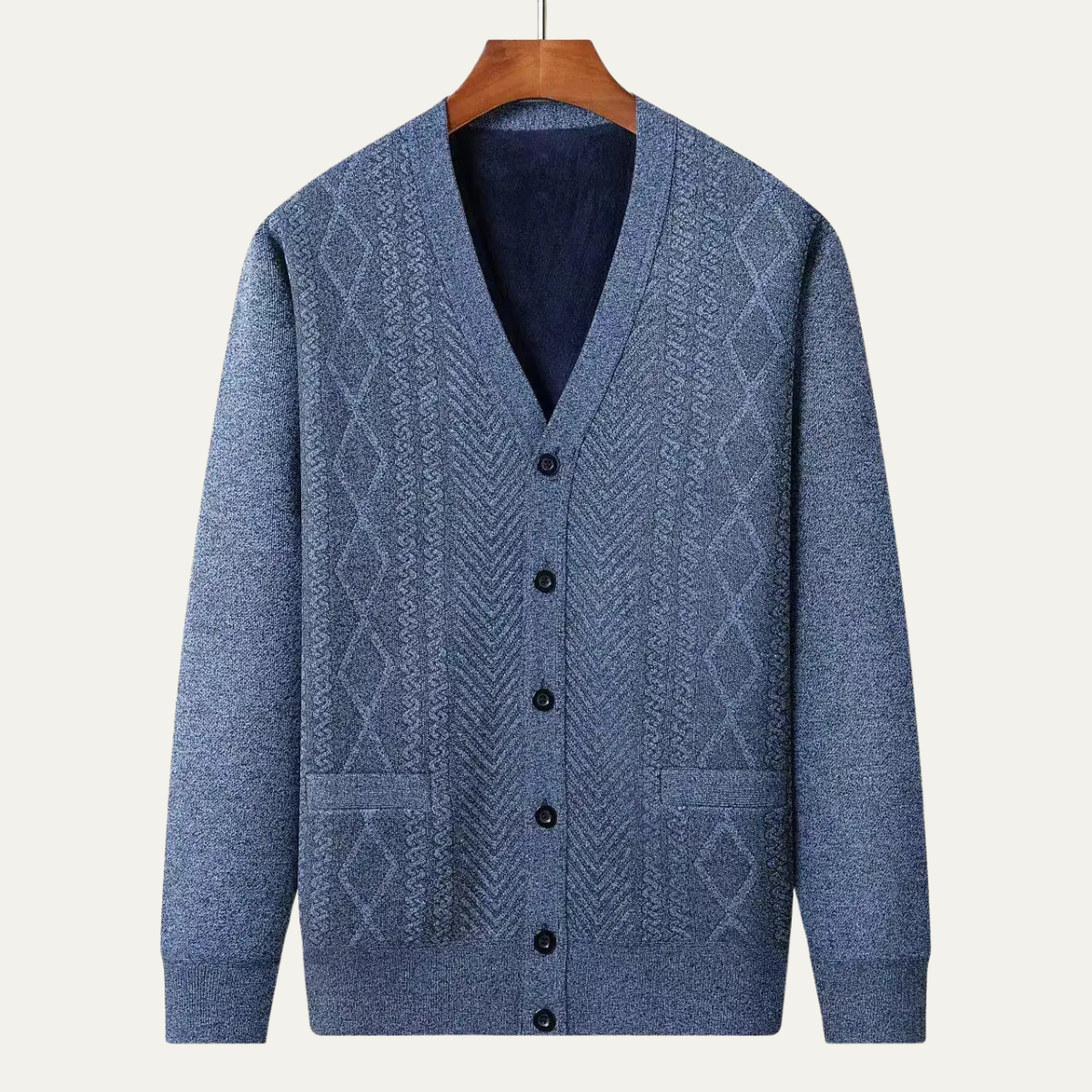 Classic Men's Crew Neck Knit Cardigan Sweater