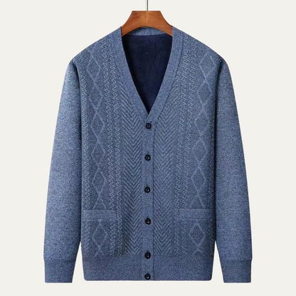 Classic Men's Crew Neck Knit Cardigan Sweater