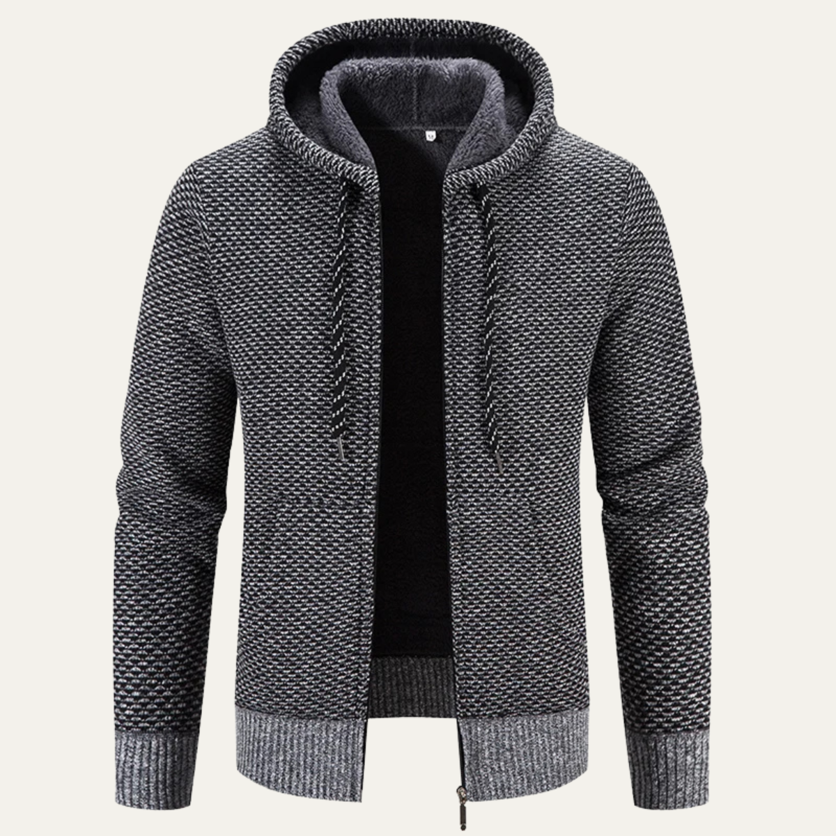 Men's Cozy Zipper Hooded Knit Winter Coat