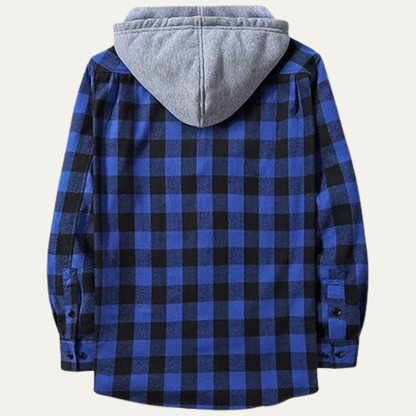 Classic Men's Plaid Flannel Hooded Jacket with Pocket
