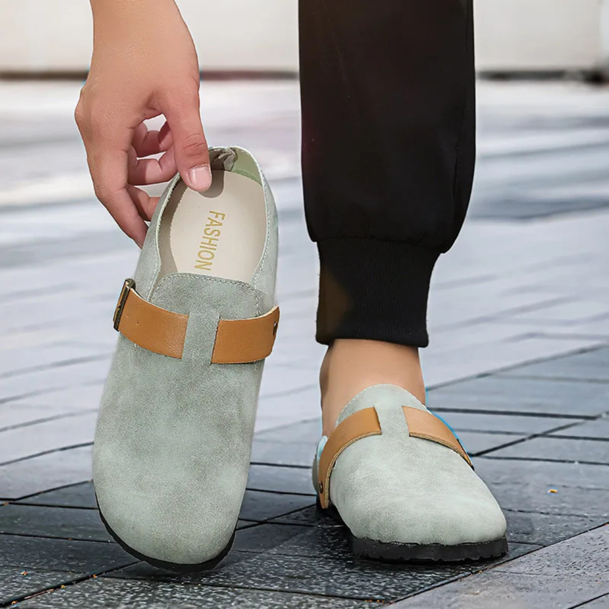 Comfortable Suede Buckle Moccasin Slippers for Men