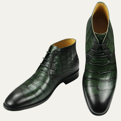 Stylish Men's Alligator Print Leather Boots