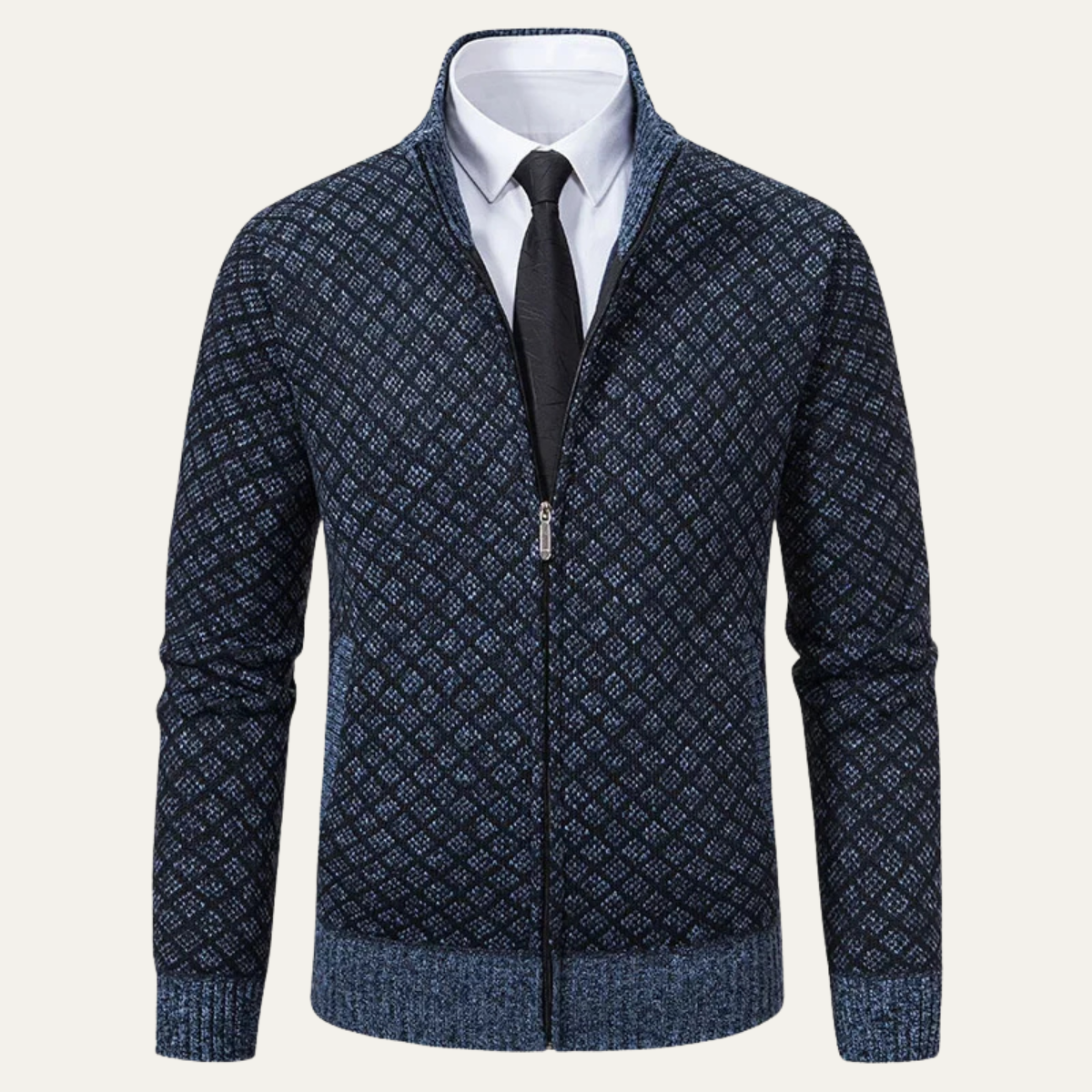 Warm Men's Crew Neck Knit Cardigan Sweater