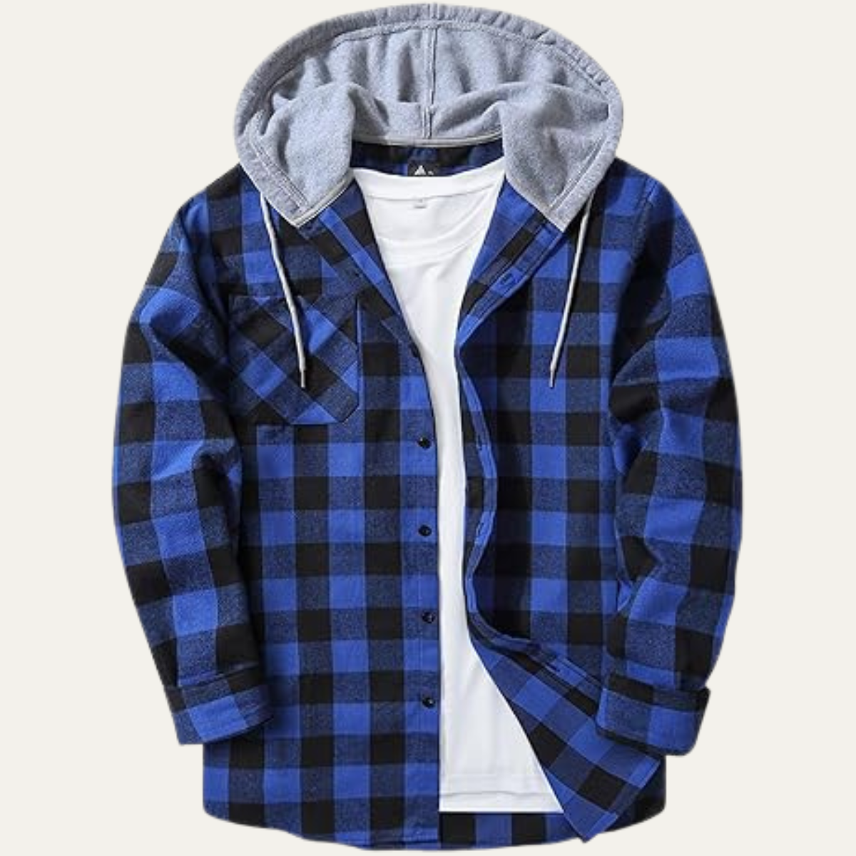 Classic Men's Plaid Flannel Hooded Jacket with Pocket - OutfitLondon