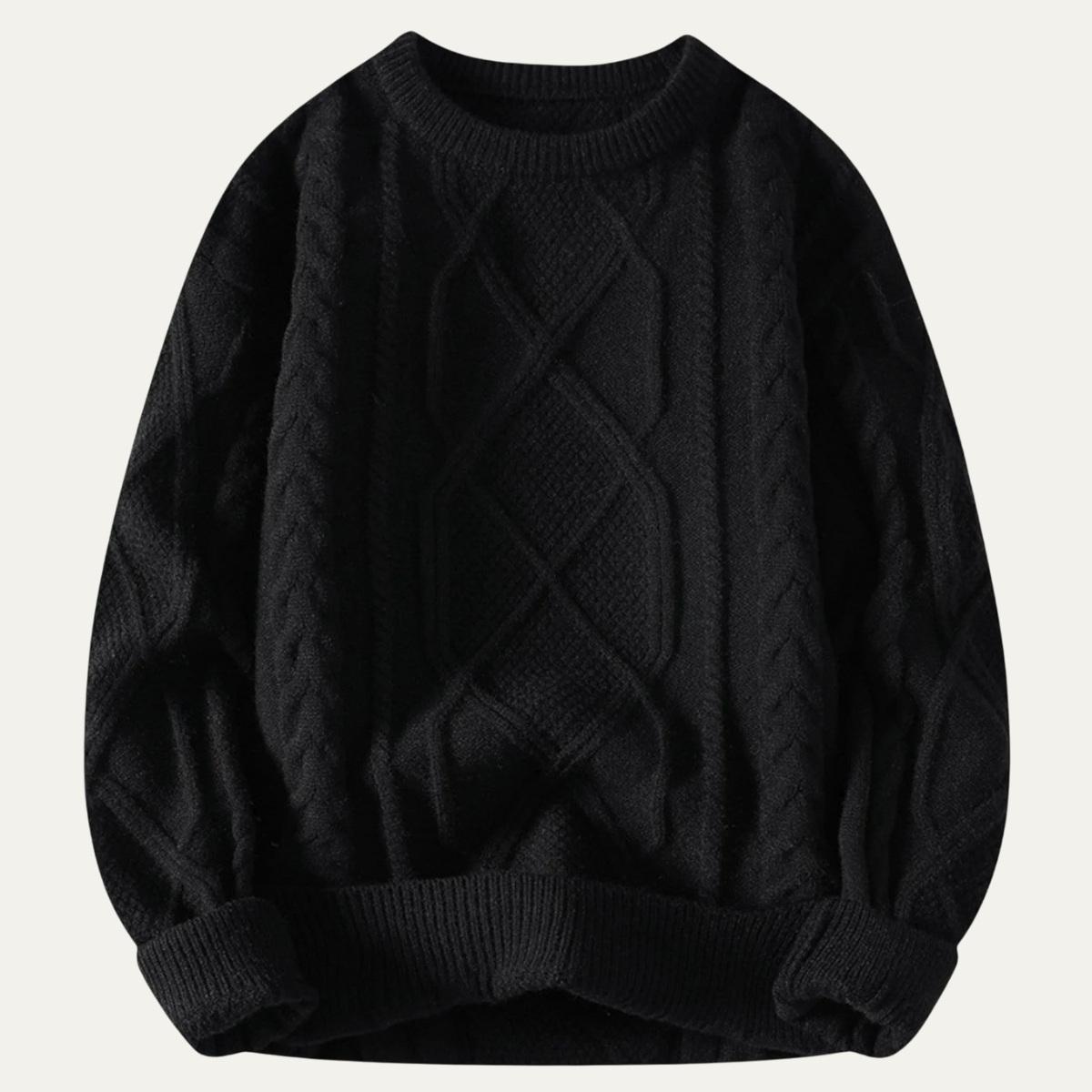 Warm Men's Cable Knit Crew Neck Sweater