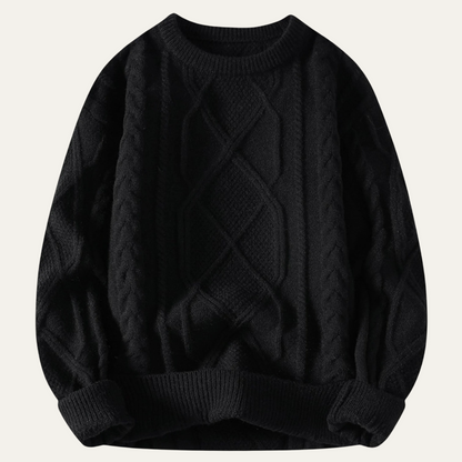 Warm Men's Cable Knit Crew Neck Sweater
