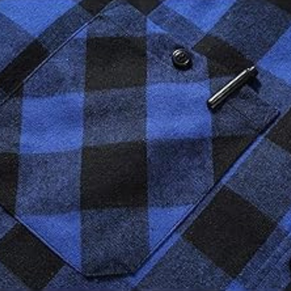 Classic Men's Plaid Flannel Hooded Jacket with Pocket