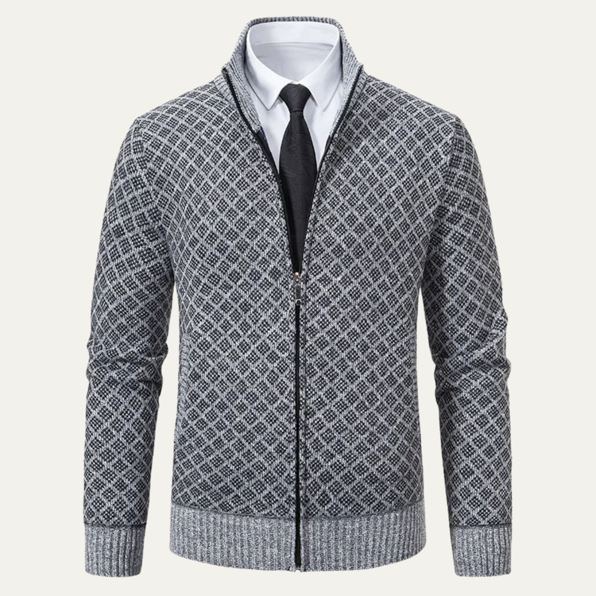 Warm Men's Crew Neck Knit Cardigan Sweater