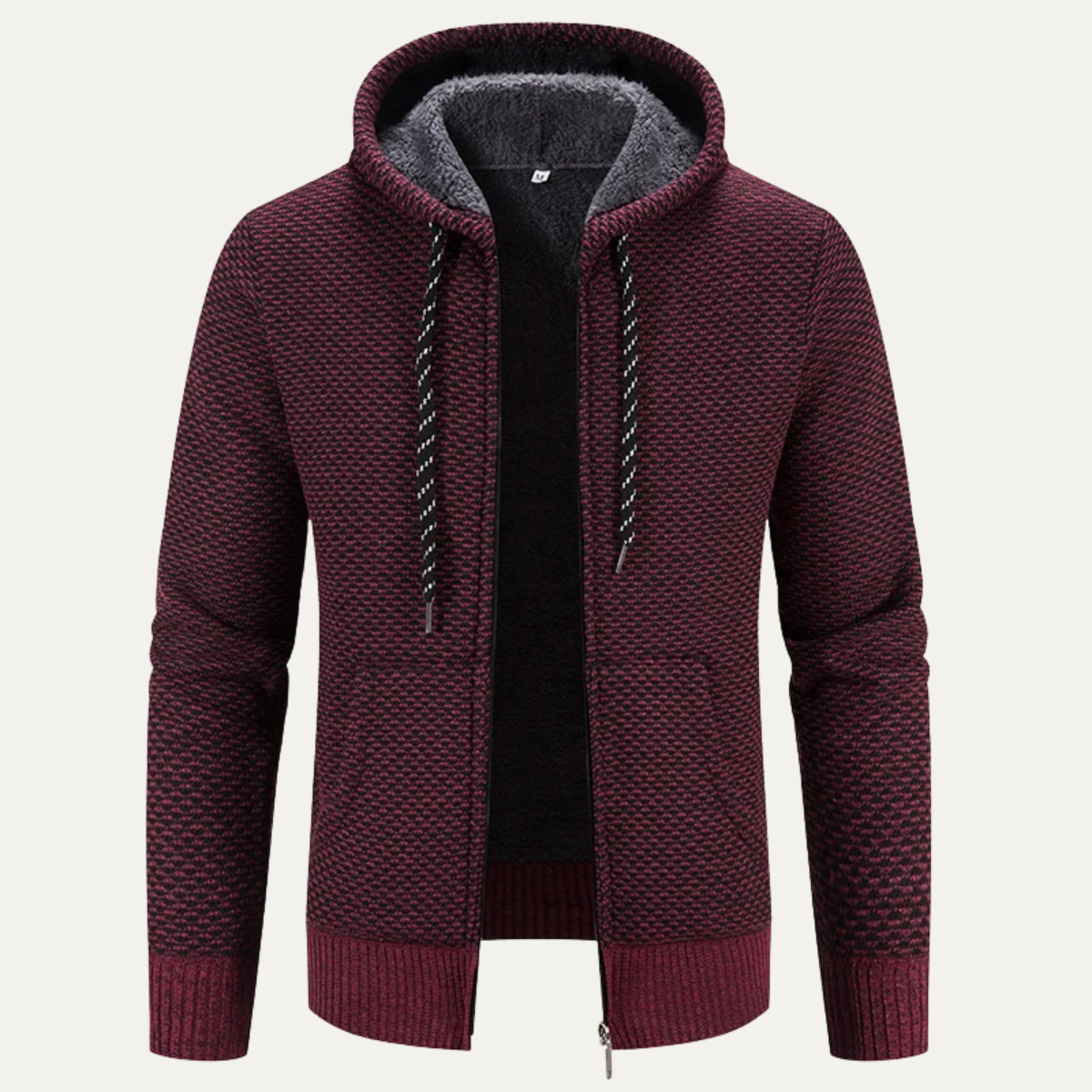 Men's Cozy Zipper Hooded Knit Winter Coat