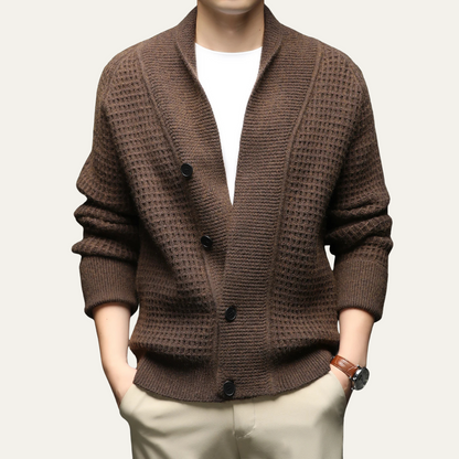 Cozy Mens Thick Knit Crew Neck Cardigan