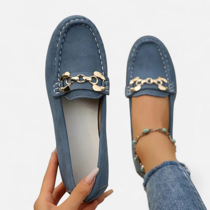 Women’s Orthopaedic Slip-On Loafers – Lightweight Support with Gold-Tone Detailing & All-Day Comfort