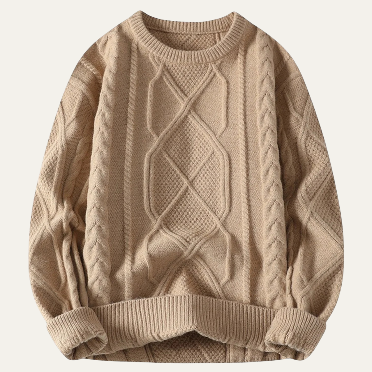 Warm Men's Cable Knit Crew Neck Sweater - OutfitLondon