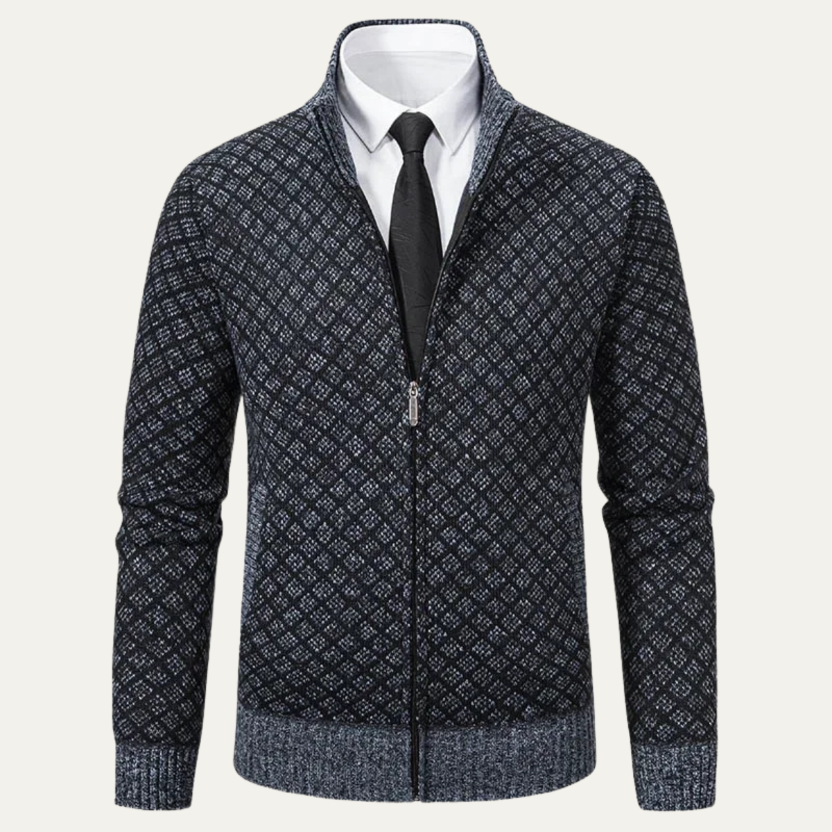 Warm Men's Crew Neck Knit Cardigan Sweater