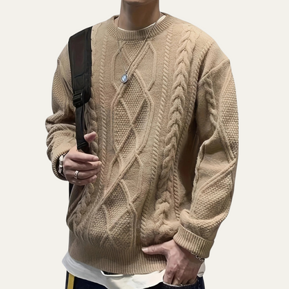Warm Men's Cable Knit Crew Neck Sweater
