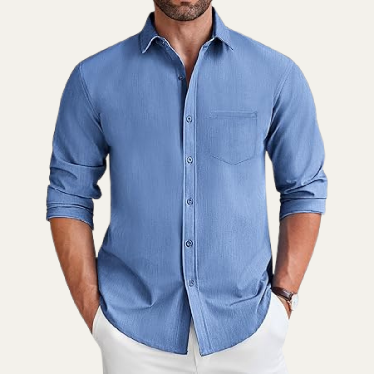 Relaxed Fit Men's Breathable Cotton Button Down Shirt