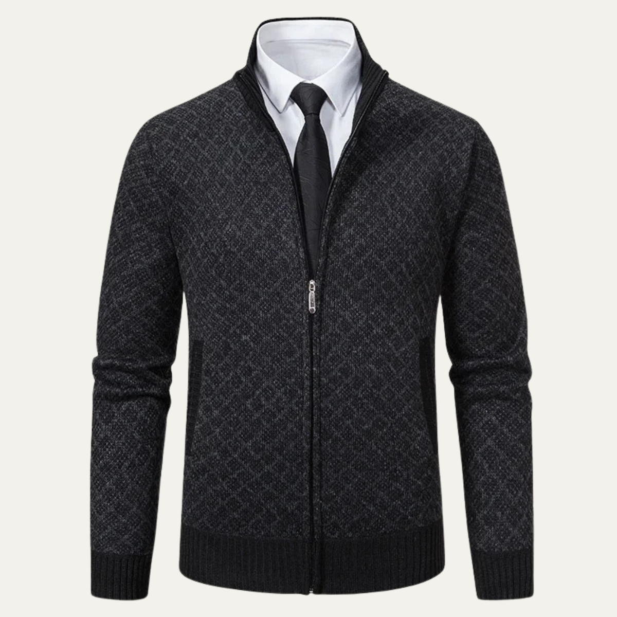 Warm Men's Crew Neck Knit Cardigan Sweater - OutfitLondon
