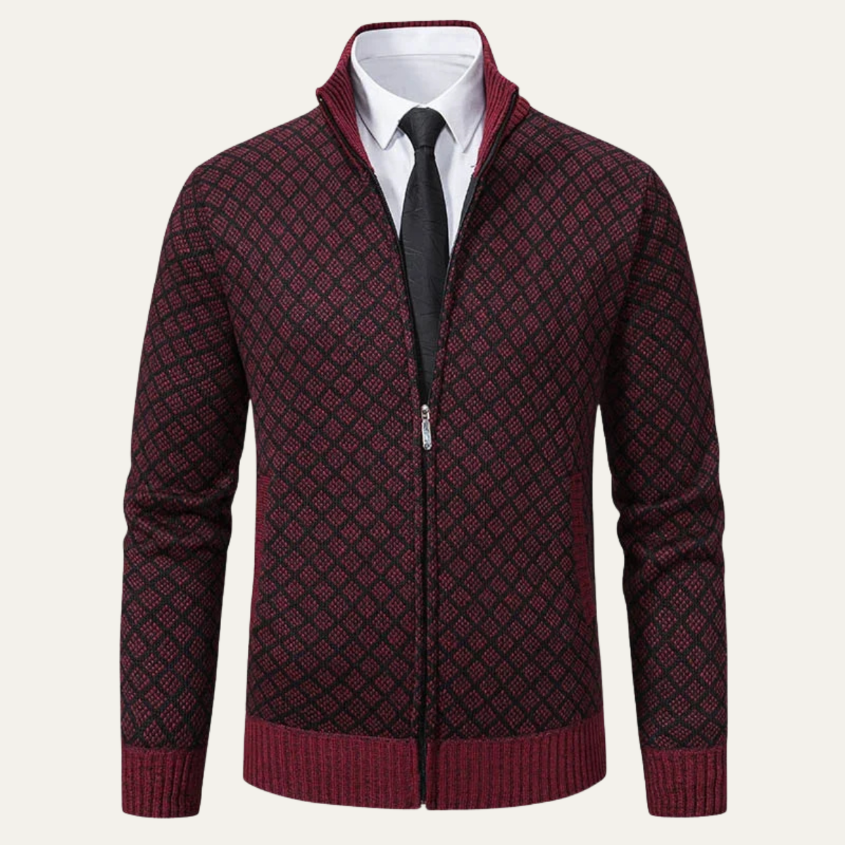Warm Men's Crew Neck Knit Cardigan Sweater