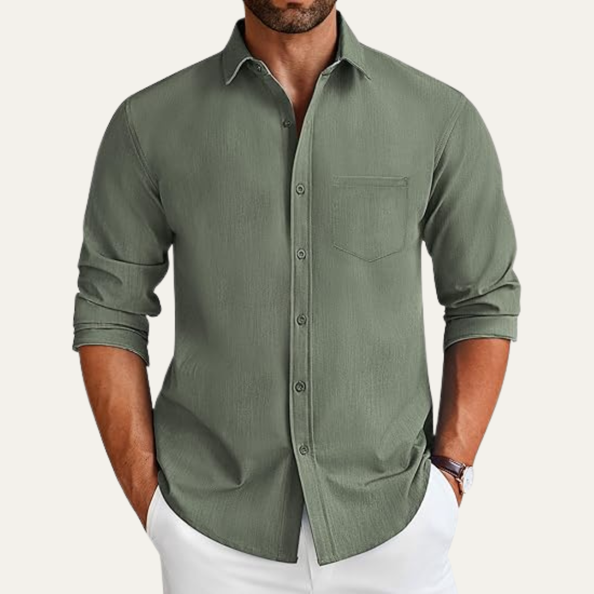 Relaxed Fit Men's Breathable Cotton Button Down Shirt