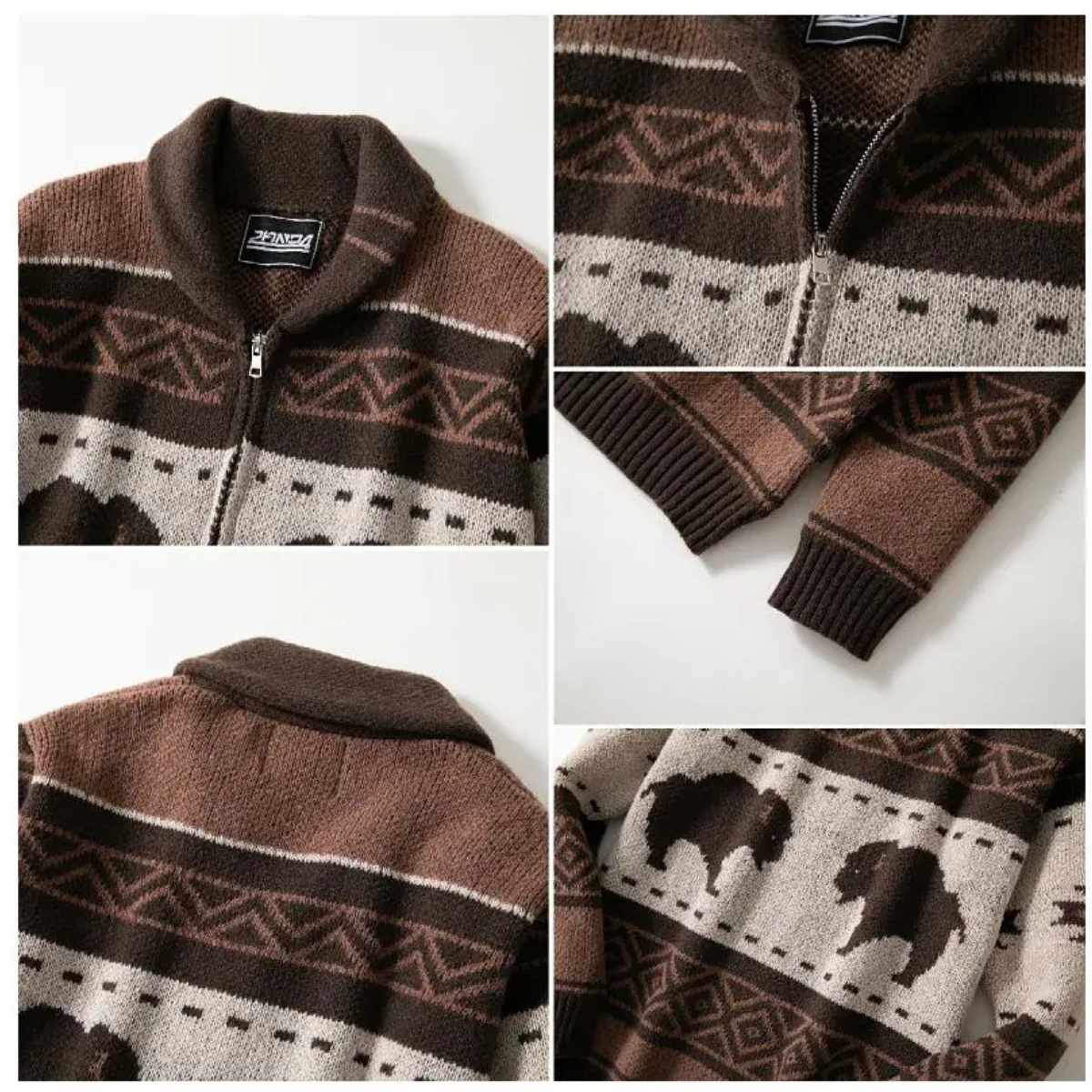 Classic Mens Vintage Plaid Wool Cardigan