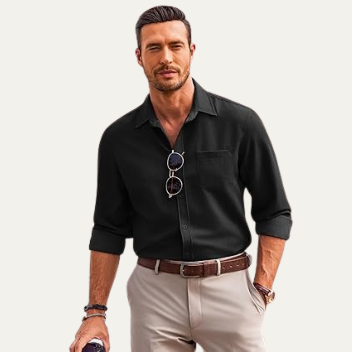 Relaxed Fit Men's Breathable Cotton Button Down Shirt