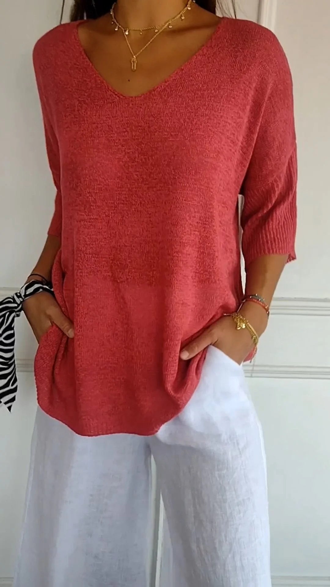 Relaxed Fit V Neck T Shirt