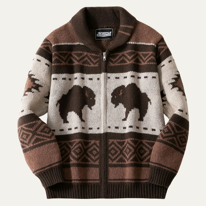Classic Mens Vintage Plaid Wool Cardigan - OutfitLondon
