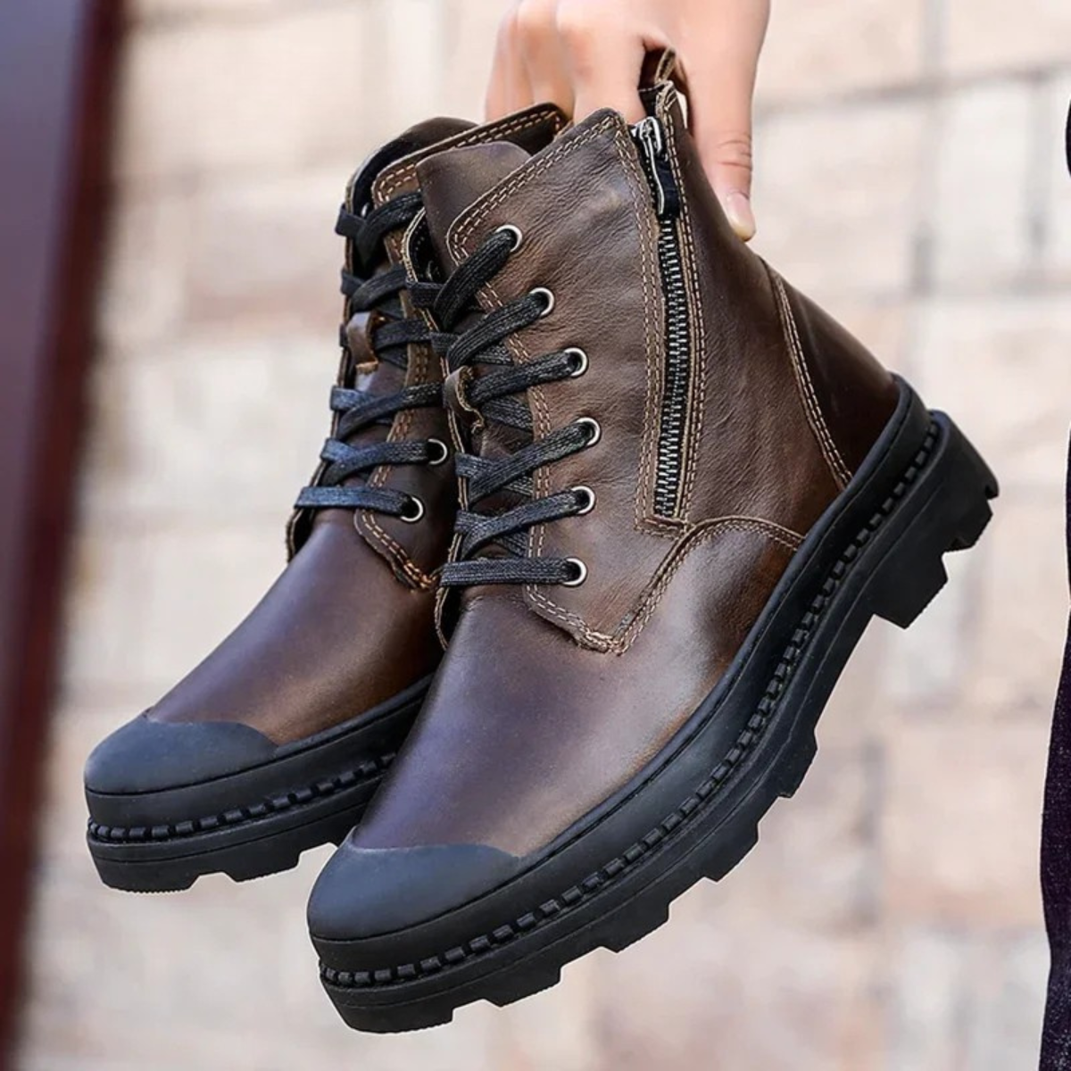 Classic Brown Leather Mens Ankle Boots