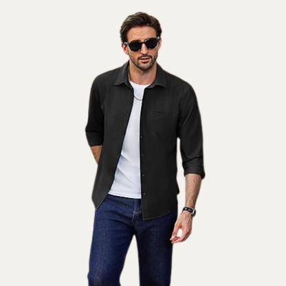 Relaxed Fit Men's Breathable Cotton Button Down Shirt