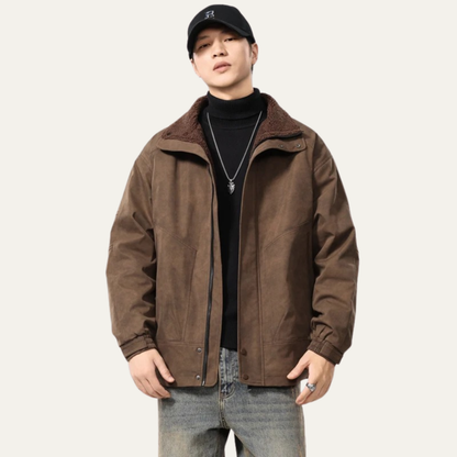 Luxury Mens Suede Inside Fleece Bomber Jacket