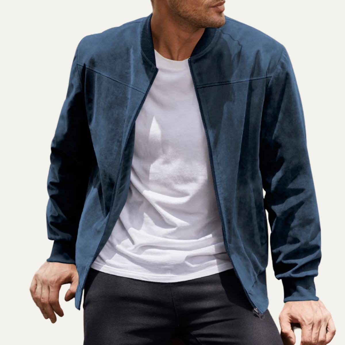 Men's Faux Leather Bomber Coat